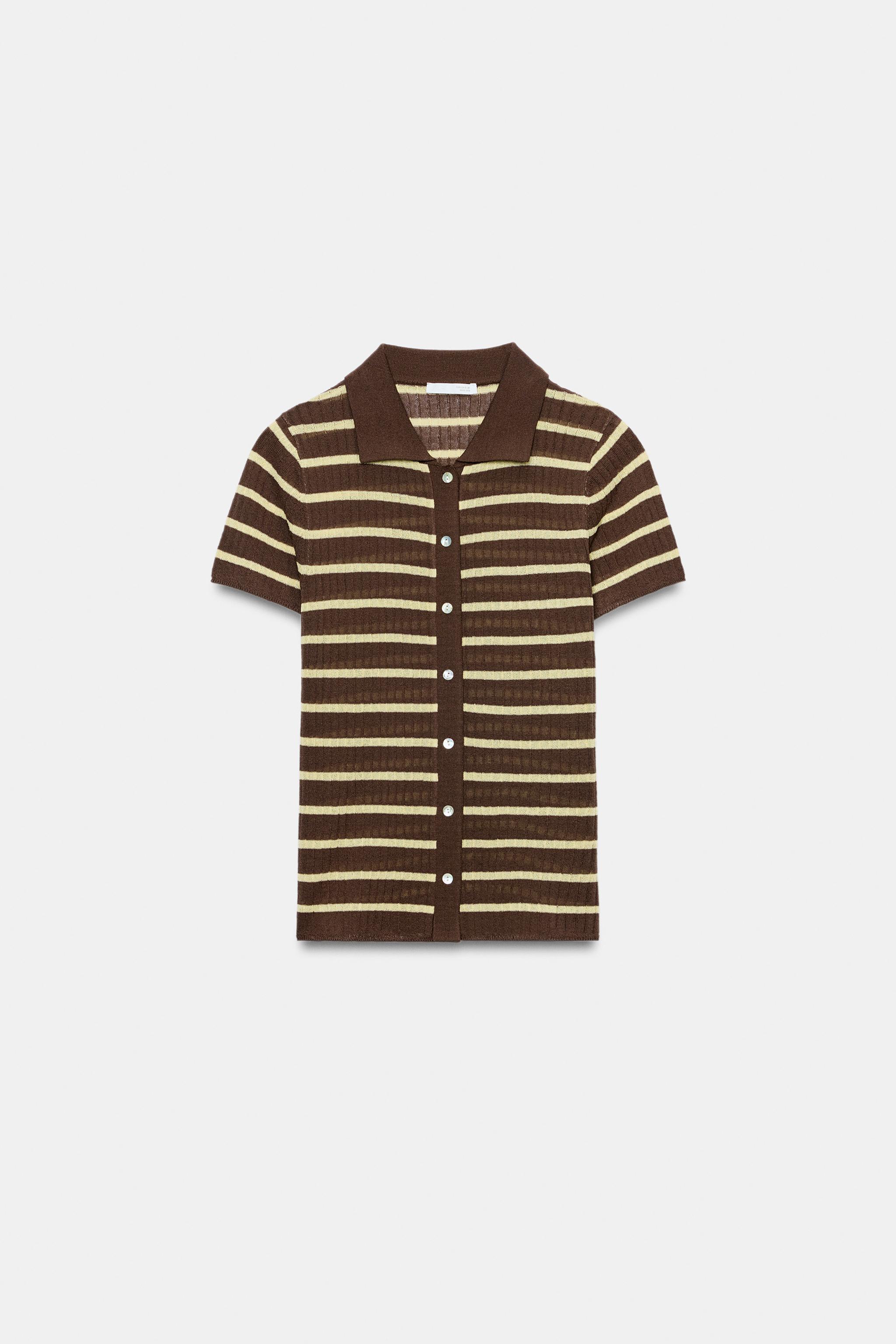 STRIPED POLO NECK TOP